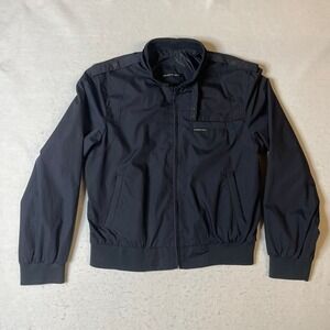Members Only Bomber Jacket Black Full‎ Zip Lightweight Casual Mens Size L Navy